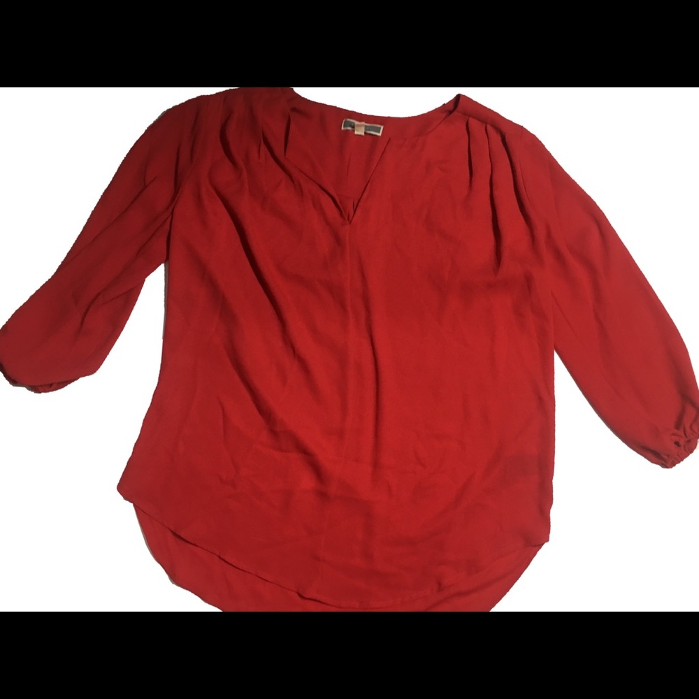 🌲Pleione Womens Red 3/4 Sleeve Blouse Size S